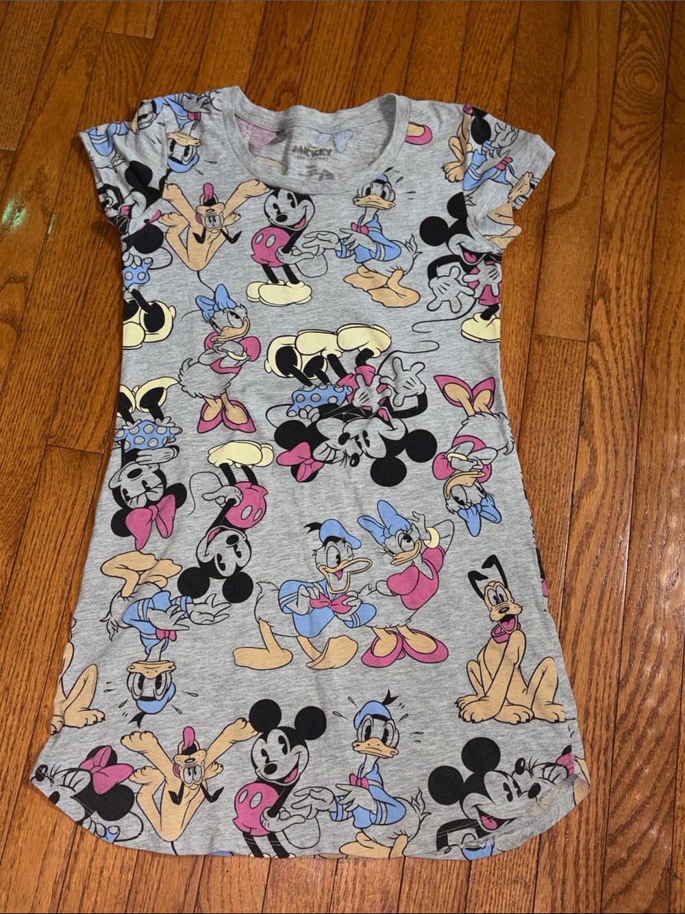 Disney Gray Kids Dress with Mickey, Minnie, Donald & Pastel Accents